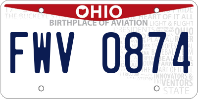 OH license plate FWV0874