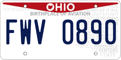 OH license plate FWV0890