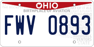 OH license plate FWV0893