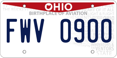 OH license plate FWV0900