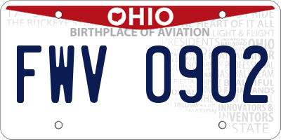 OH license plate FWV0902