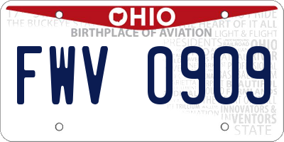 OH license plate FWV0909