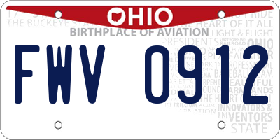 OH license plate FWV0912