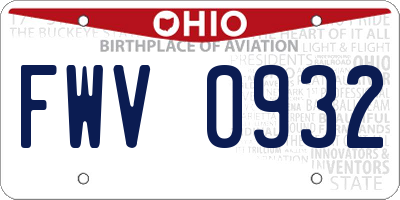 OH license plate FWV0932