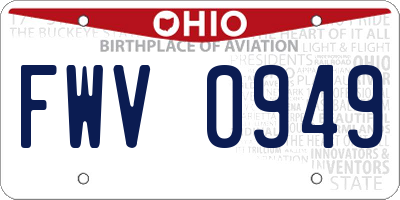 OH license plate FWV0949