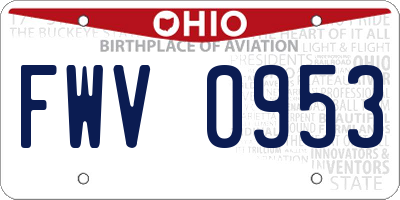 OH license plate FWV0953