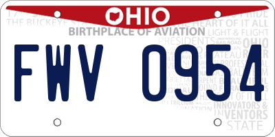 OH license plate FWV0954