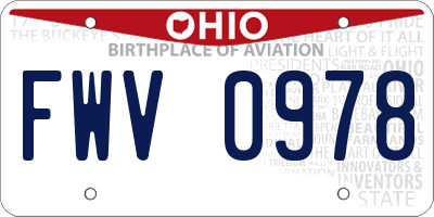 OH license plate FWV0978