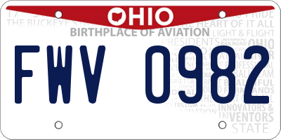 OH license plate FWV0982