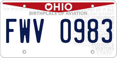 OH license plate FWV0983