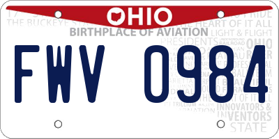 OH license plate FWV0984