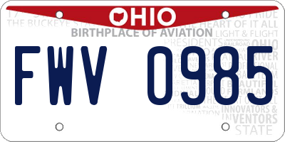 OH license plate FWV0985