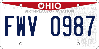 OH license plate FWV0987