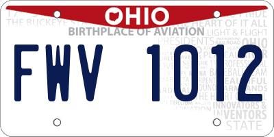 OH license plate FWV1012