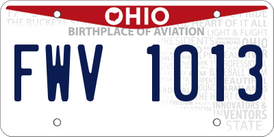OH license plate FWV1013