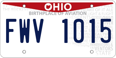 OH license plate FWV1015