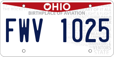 OH license plate FWV1025