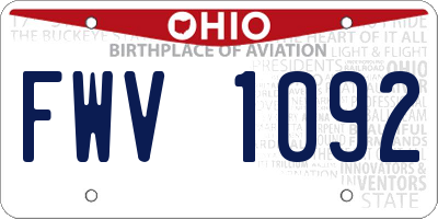 OH license plate FWV1092