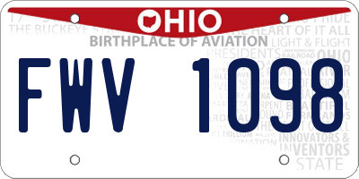 OH license plate FWV1098