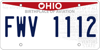 OH license plate FWV1112