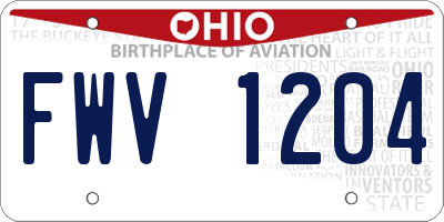 OH license plate FWV1204
