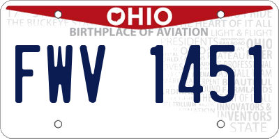 OH license plate FWV1451