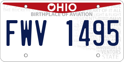 OH license plate FWV1495