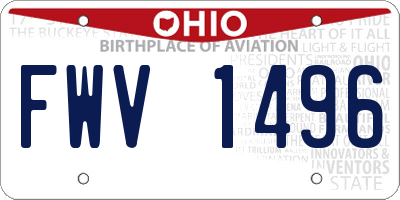 OH license plate FWV1496