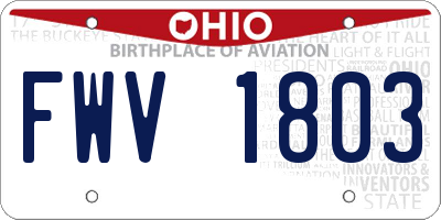 OH license plate FWV1803