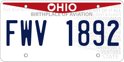 OH license plate FWV1892