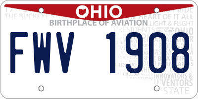 OH license plate FWV1908