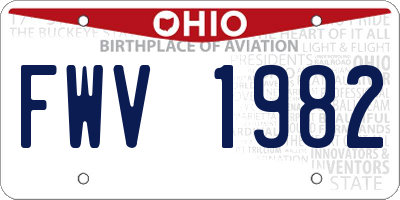OH license plate FWV1982