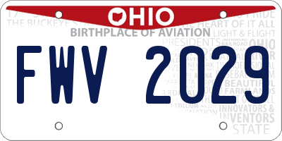 OH license plate FWV2029