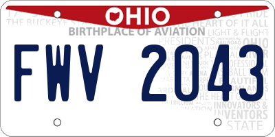 OH license plate FWV2043