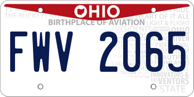 OH license plate FWV2065