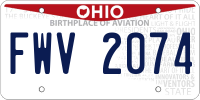 OH license plate FWV2074