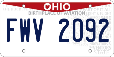 OH license plate FWV2092