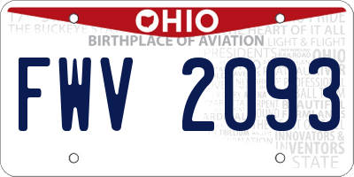 OH license plate FWV2093