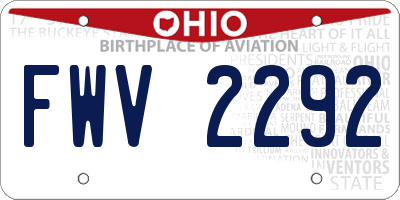 OH license plate FWV2292