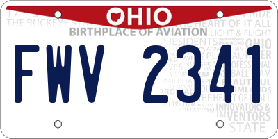 OH license plate FWV2341