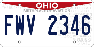 OH license plate FWV2346