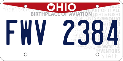 OH license plate FWV2384