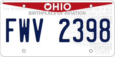 OH license plate FWV2398