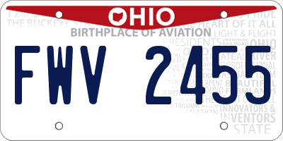 OH license plate FWV2455
