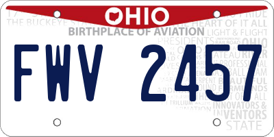 OH license plate FWV2457