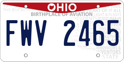 OH license plate FWV2465