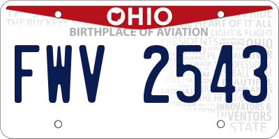 OH license plate FWV2543