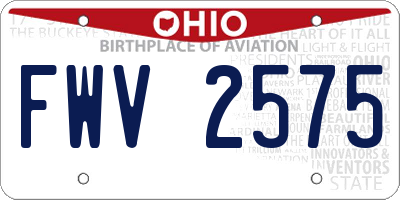 OH license plate FWV2575
