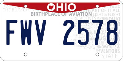 OH license plate FWV2578