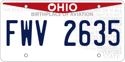 OH license plate FWV2635